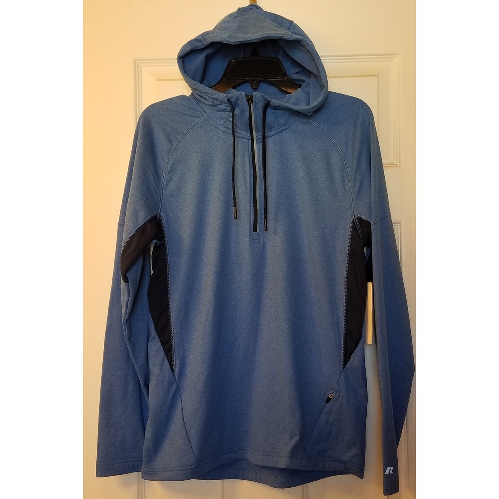 Russell Men Active 1/2 Zip Hoodie Training Fit Lt Blue sz Small NEW